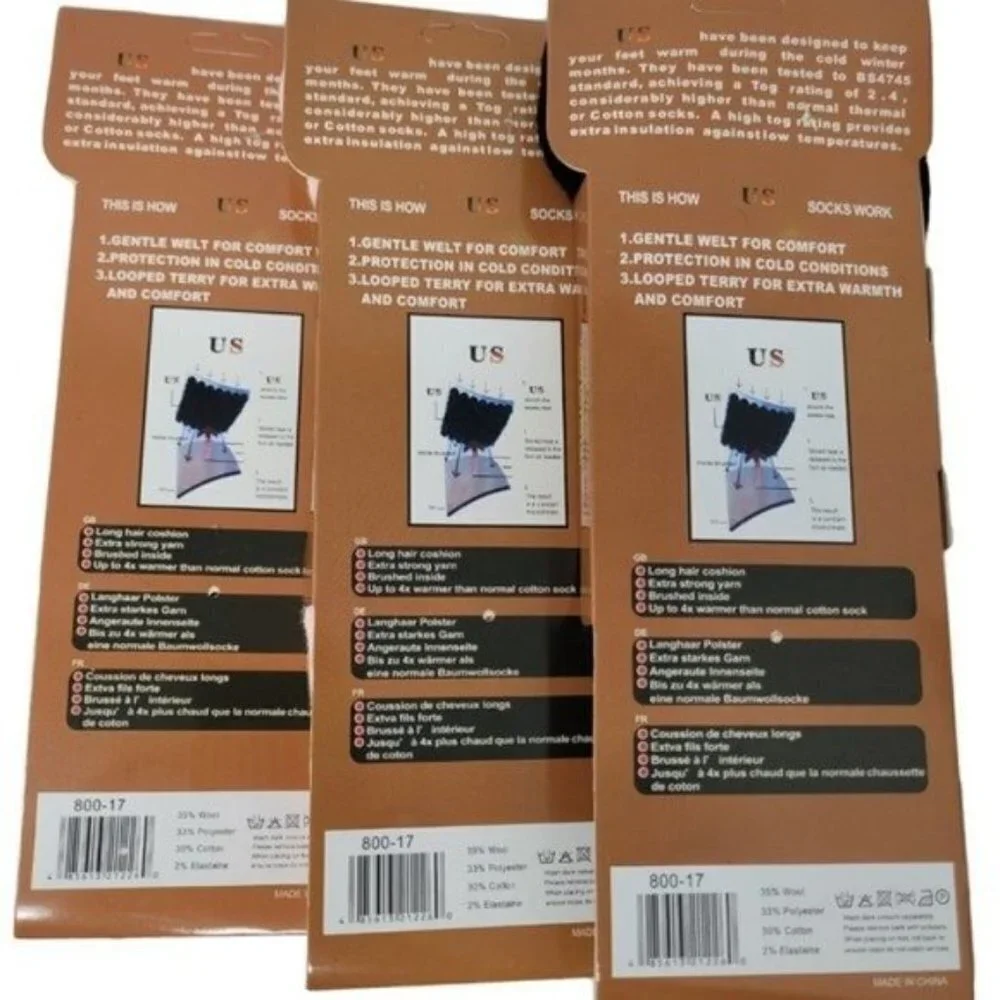3 Pairs Women Lamb Wool Socks Warm Winter Hiking Merino Lamb Wool Socks, NEW